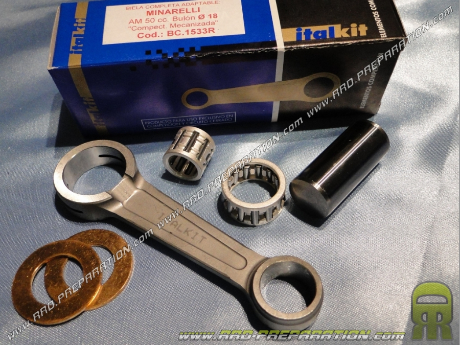 Bielle de vilebrequin ITALKIT Compétition forgée usinée (Longueur 100mm, maneton Ø26mm, axe 19mm) moteur KARTING ROTAX