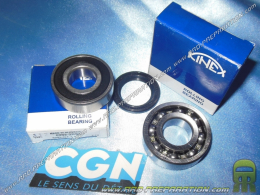 Set of 2 reinforced CGN bearings original size + riveted steel cage crankshaft oil seal for VELOSOLEX, SOLEX