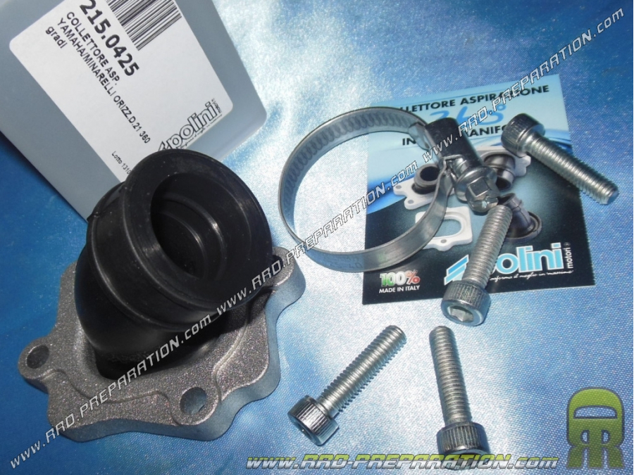 Pipe d'admission orientable POLINI Evolution carburateur 15 a 21mm (fixation Ø23 a 25mm) minarelli horizontal (nitro, aerox)