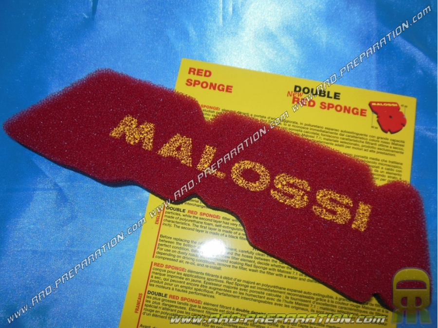 Foam of air filter MALOSSI DOUBLE RED SPONGE for limps with air of origin scooter PIAGGIO/GILERA (Typhoon, nrg…)
