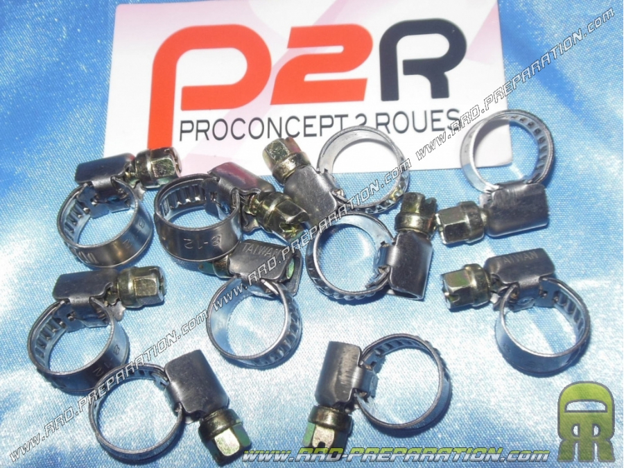 Abrazaderas de acero inoxidable P2R L. 9mm d. Mangueras de 7 a 11 mm, tubo...