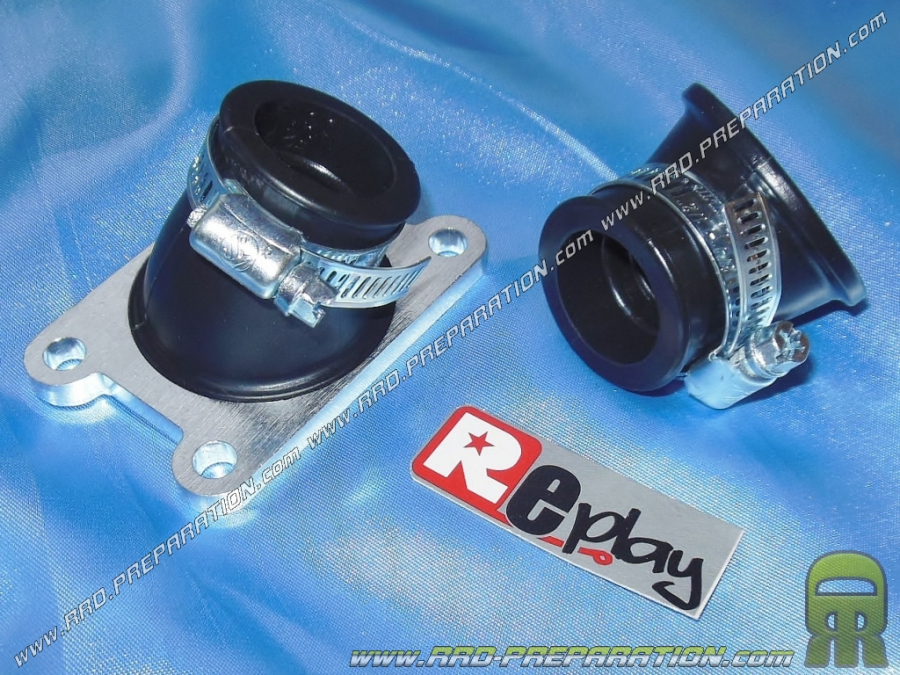 Pipe d'admission REPLAY orientable pour carburateur 17.5 à 19mm (fixation Ø24mm) pour moteur MINARELLI AM6