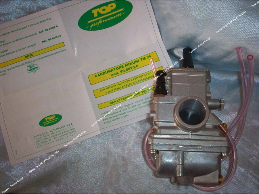 Carburateur MIKUNI TM 24 Racing by TOP PERFORMANCES TPR montage souple, type male Carburateur MIKUNI TM 24 Racing by TOP PERFORMANCES TPR montage souple, type male