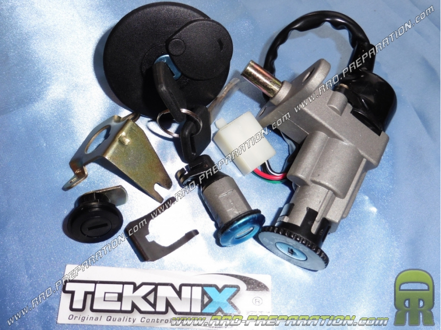 Contactor / neiman with 2 keys (key) + TEKNIX tank cap and trunk lock for Chinese 4T/2T scooter GY6 Type B...