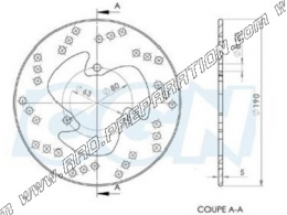 Disco de freno trasero NG Ø190mm para YAMAHA MAJESTY y MBK SKYLINER 125cc