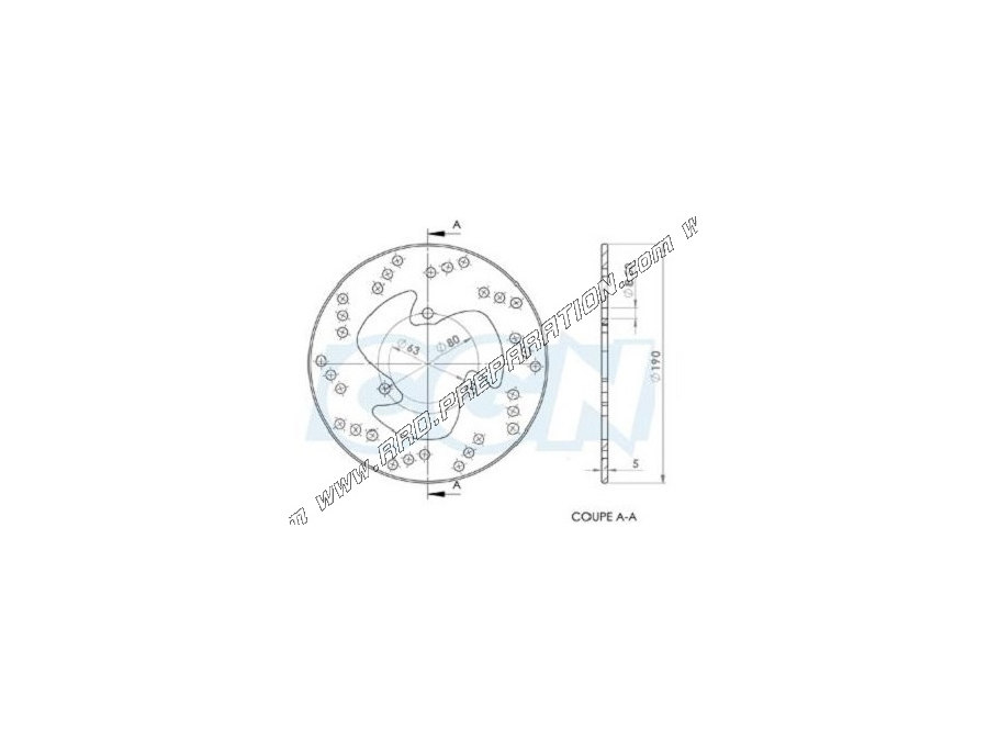 Disco de freno trasero NG Ø190mm para YAMAHA MAJESTY y MBK SKYLINER 125cc