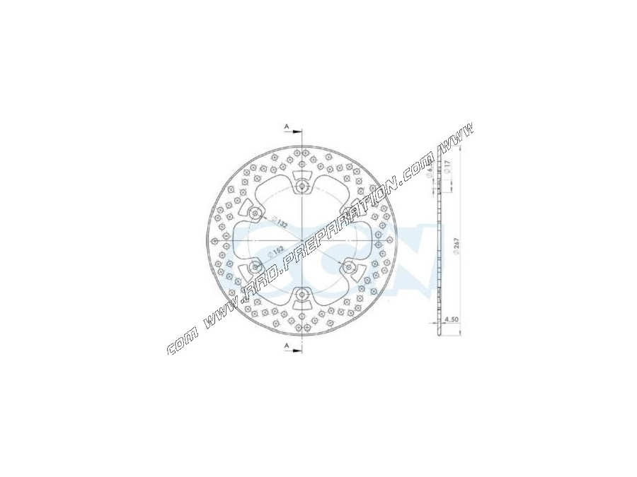 Disco de freno trasero NG Ø267mm para scooter YAMAHA T-MAX 500cc del 2003 al 2011