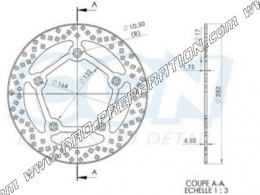 Disque de frein arrière NG Ø282mm pour scooter YAMAHA T-MAX 530cc après 2012