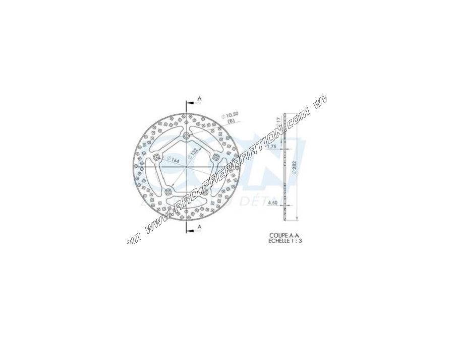 Disco de freno trasero NG Ø282mm para scooter YAMAHA T-MAX 530cc después de 2012