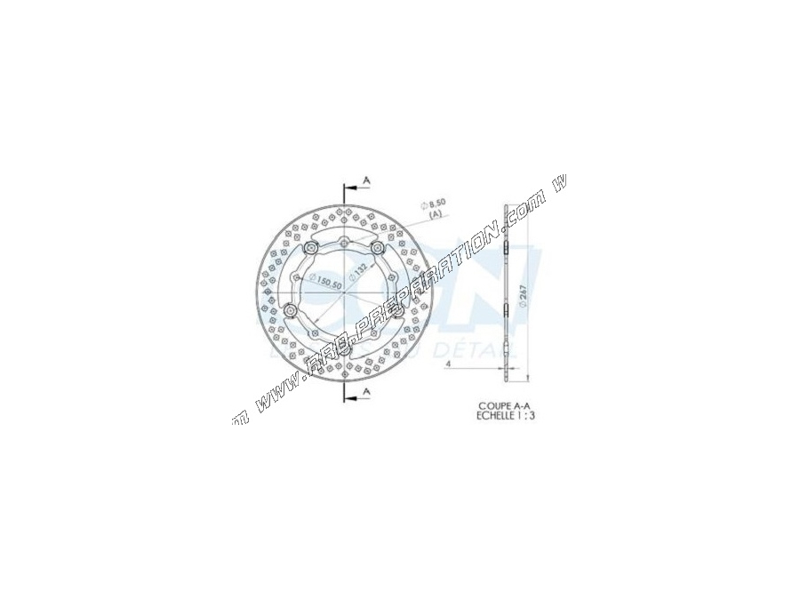 Disco de freno delantero izquierdo o derecho NG Ø267mm para scooter YAMAHA T-MAX 530cc después de 2012