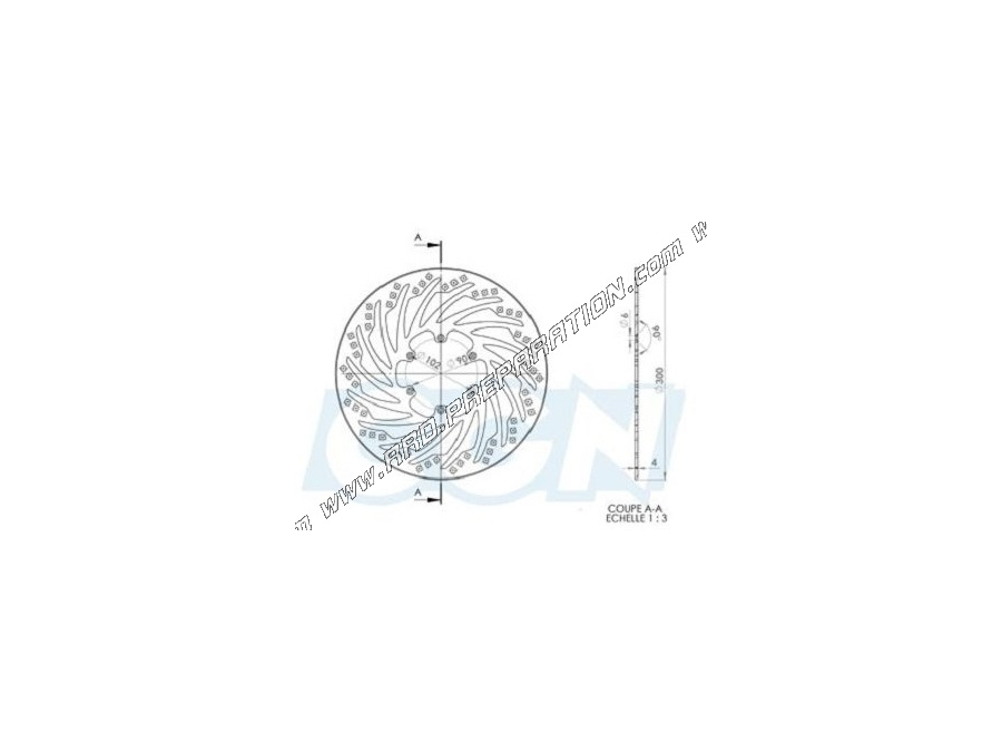 Disque de frein avant NG Ø300m pour PEUGEOT XR7