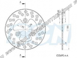 Disque de frein IGM Ø180mm 3 trous pour scooter 50cc KYMCO AGILITY, TOP BOY, PEUGEOT SPEEDFIGHT...