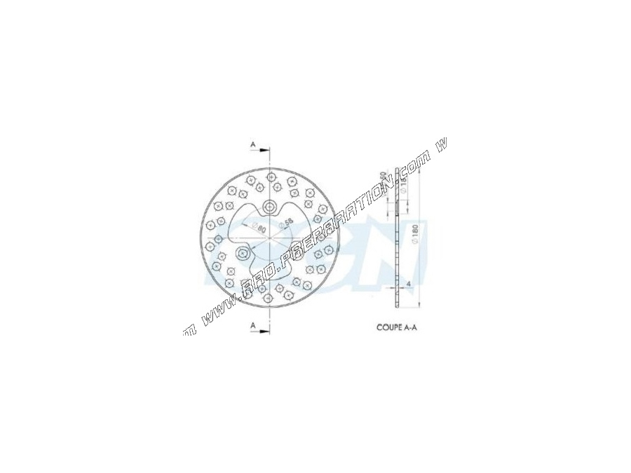 Disque de frein IGM Ø180mm 3 trous pour scooter 50cc KYMCO AGILITY, TOP BOY, PEUGEOT SPEEDFIGHT...