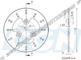 Disco de freno delantero NG Ø170mm para PEUGEOT KISBEE 50cc