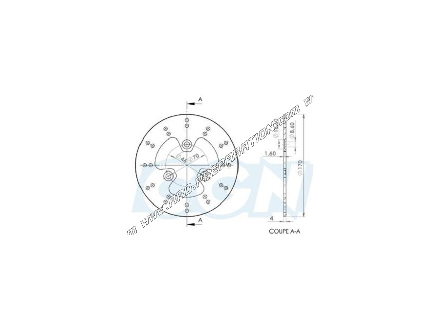 Disque de frein avant NG Ø170mm pour PEUGEOT KISBEE 50cc