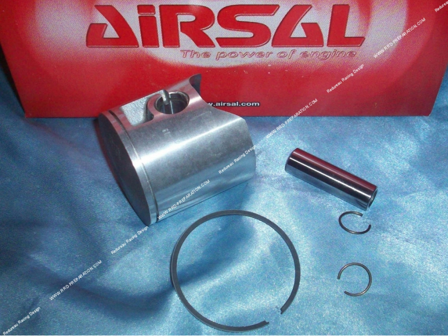 Piston mono segment AIRSAL by VERTEX traité anodizing Ø50mm axe 12mm pour kit 88cc AIRSAL Xtrem rouge sur DERBI euro 1 & 2