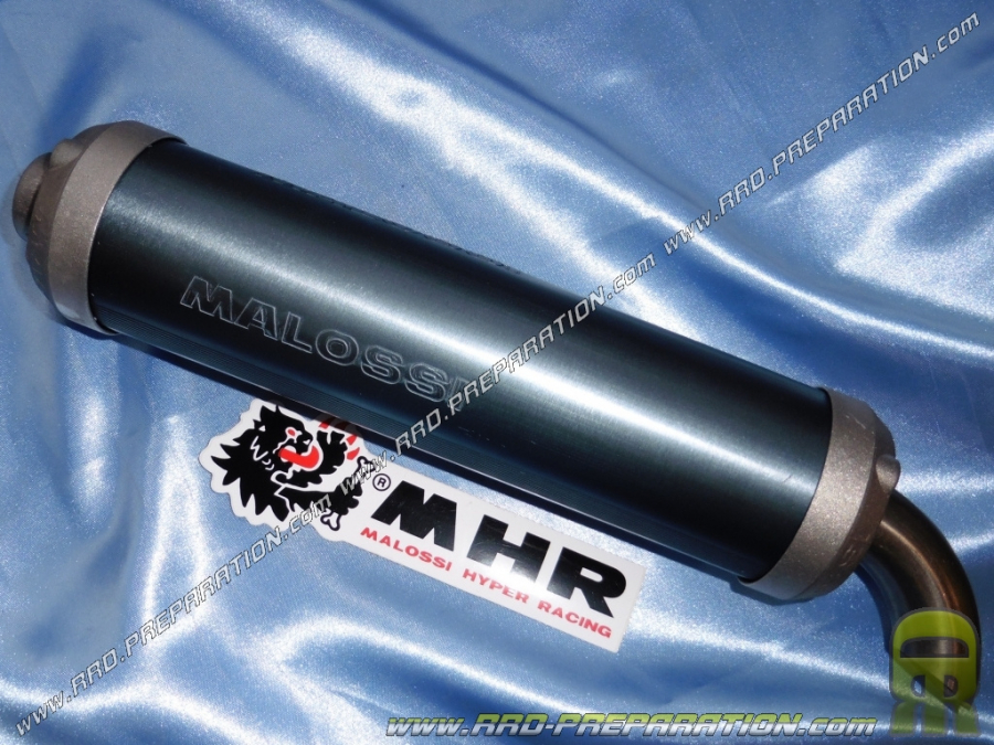 Silencer, cartridge MALOSSI MHR shell Ø60mm cast aluminum / machined / blue anodized fixing Ø21mm