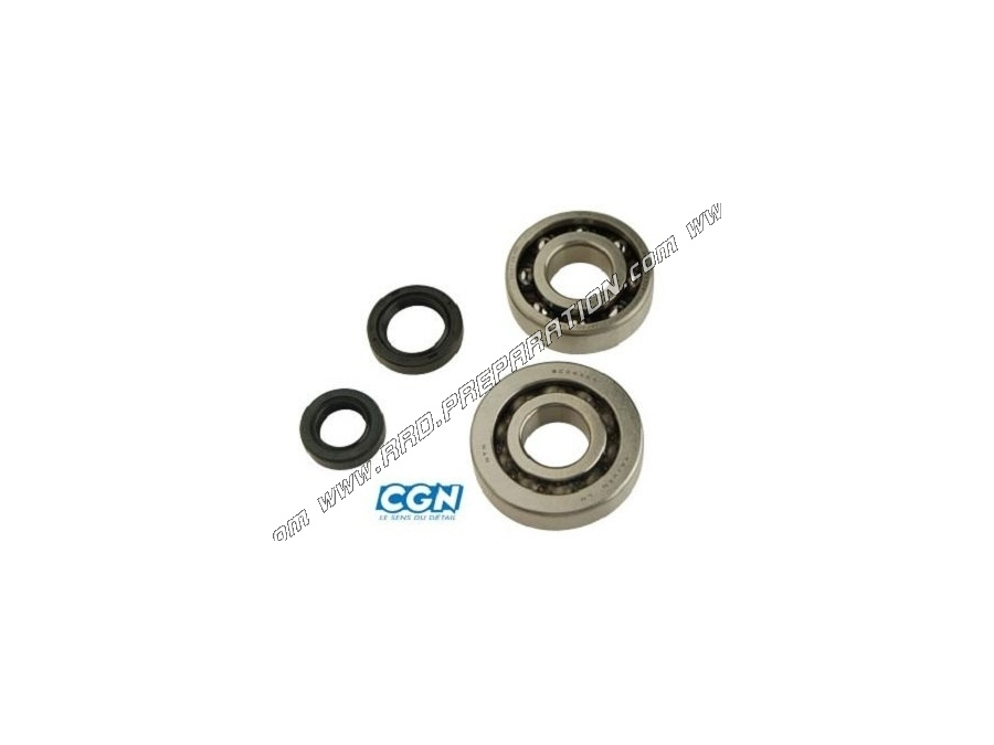 Set of 2 bearings + CGN reinforced crankshaft oil seals for PEUGEOT motor scooter (Speedfight, Trekker, Buxy...)