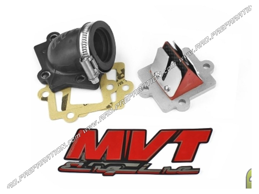 Viton flexible pipe intake kit + MVT Racing valves Ø26 to 30mm for horizontal minarelli (nitro, ovetto...)