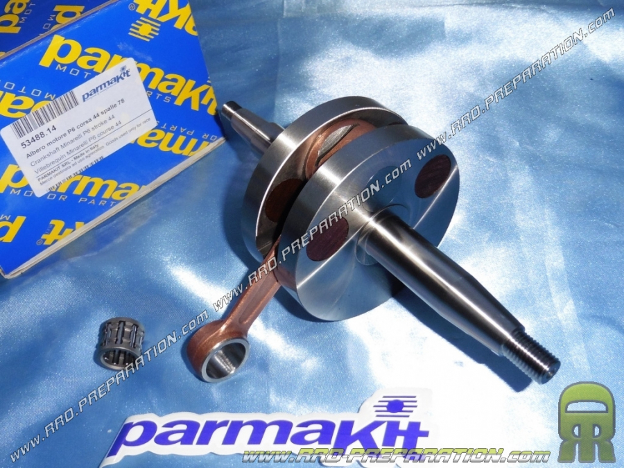 Crankshaft, connecting rod assembly PARMAKIT long stroke 44mm (Ø17mm silks) for mécaboite minarelli P6 engine