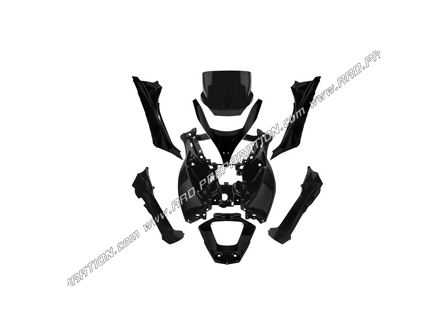 Kit 8 pièces de carénage TNT pour maxi-scooter PIAGGIO MP3 125, 250, 300, 400, 500 de 2008 a 2013 noir brillant