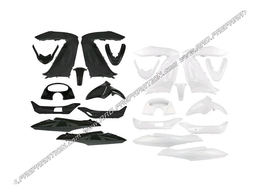 Kit 11 pièces de carénage / protection TNT Tuning pour maxi-scooter 125 HONDA PCX avant 2014 noir ou blanc