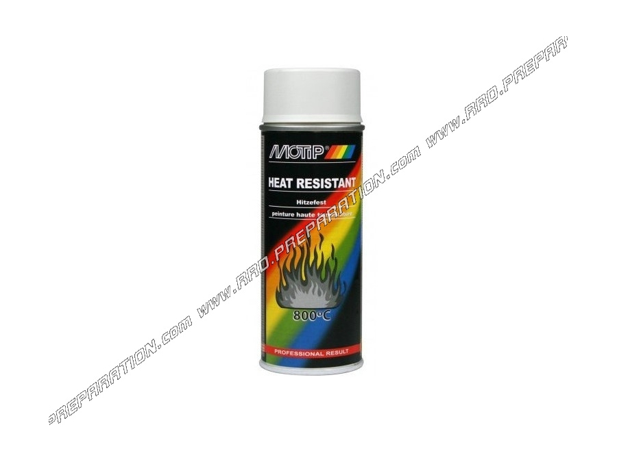 Bombe spray peinture haute température MOTIP blanc 650°C pour bloc moteur, pot d'échappement... 400ml