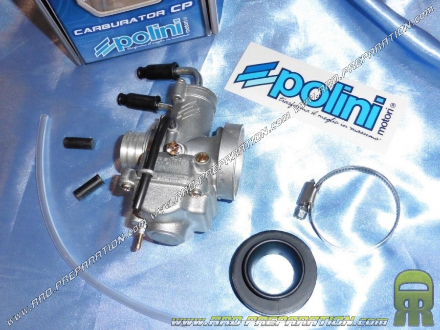 Carburateur POLINI CP 19 souple, avec graissage séparé, starter à câble spécial filtre Ø34 a 36mm
