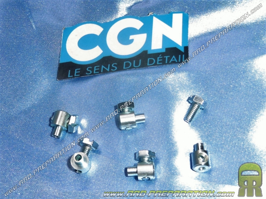 Serre-câble à visser Ø6mm X L.7mm CGN pour poignée de gaz Peugeot, accélérateur ou autres (vis tête sortante)