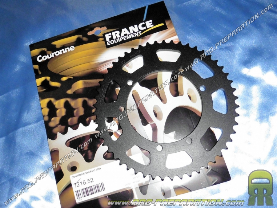 Couronne 44 à 60 dents en 428 FRANCE EQUIPEMENT pour SHERCO ENDURO, SUPER-MOTARD, TRAIL, CITY CORP... 50 et 125cc