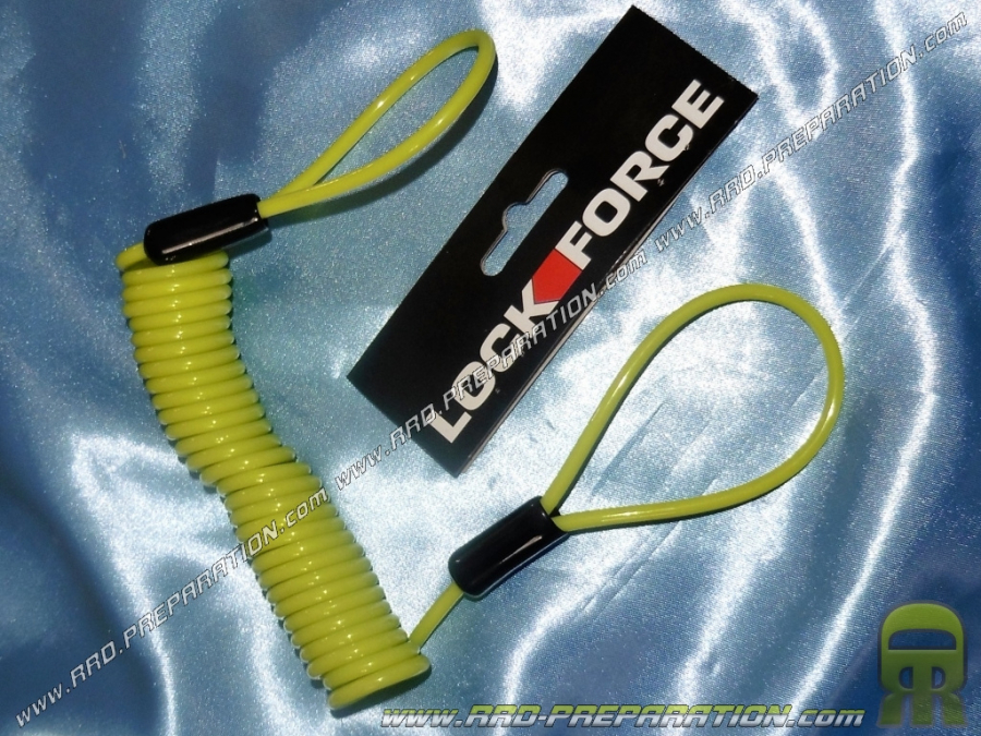 T-lock cable LOCK FORCE short or long fluorescent yellow design choices for motor bike, scooter, mob ...
