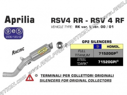 ARROW silencer GP2 with stainless intermediary for Aprilia RSV4 FACTORY, TUONO V4R, APRC .... From 2009 to 2015