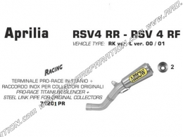 Kit ARROW PRO-RACE con intermedio de acero inoxidable para colector original APRILIA RSV4, FACTORY, TUONO V4R, AP RC .... De 201