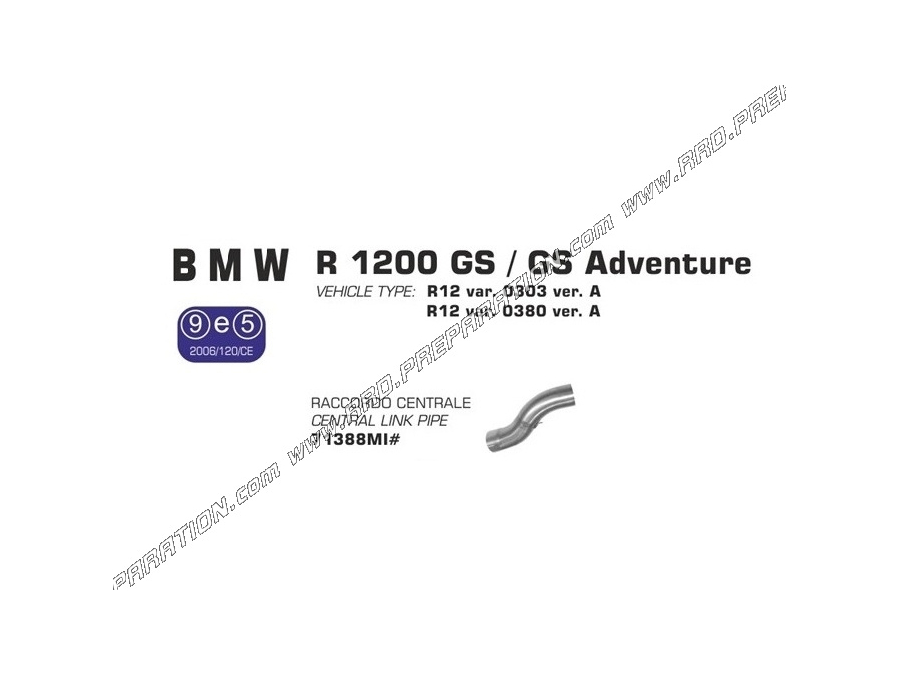 Raccord ARROW pour collecteur ARROW/Origine au silencieux ARROW sur BMW R 1200 GS / R 1200 Adventure, ... de 2006 à 2009