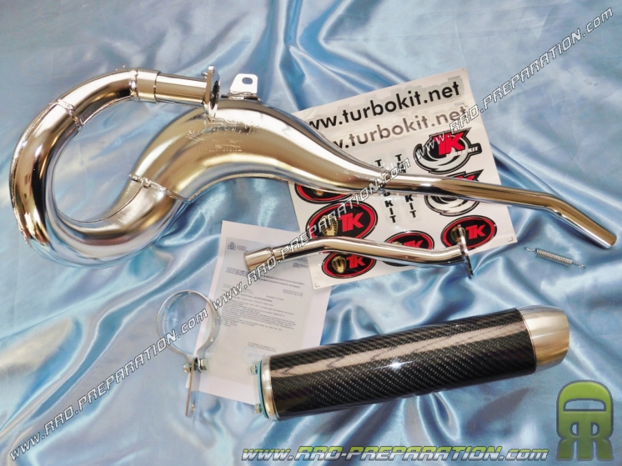 Pot d'échappement TURBOKIT TK RACING chrome et carbone passage haut pour SUZUKI RMX, SMX, 50cc…