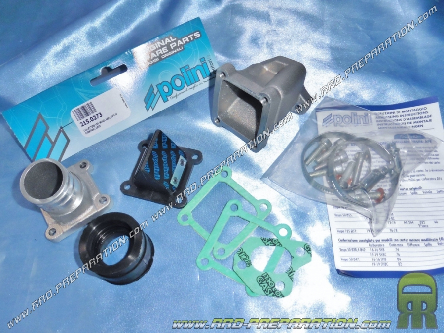 Kit d'admission POLINI (pipe + clapets) spécial PWK Ø24 a 32mm sur PIAGGIO APE 50 FL, FL2, FL3, MIX, RST... 