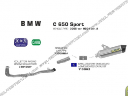 Ligne complète ARROW Race-Tech pour Maxi-Scooter BMW C 650 SPORT à partir de 2016