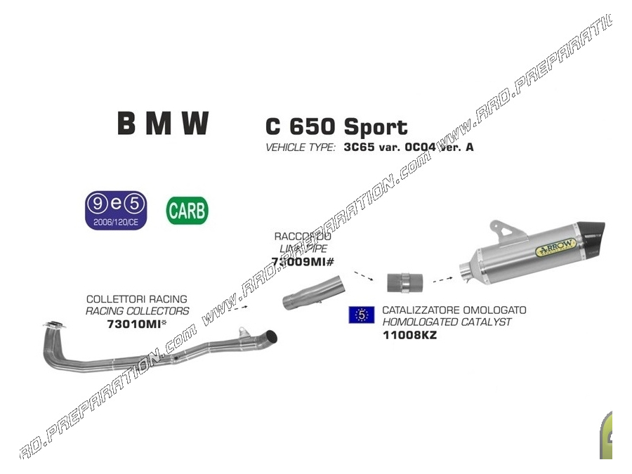 Ligne complète ARROW Race-Tech pour Maxi-Scooter BMW C 650 SPORT à partir de 2016