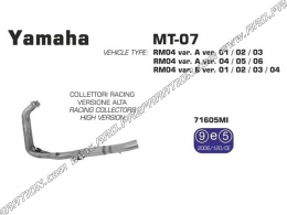 Colector ARROW Racing "paso alto" para moto YAMAHA MT07 de 2014 a 2016