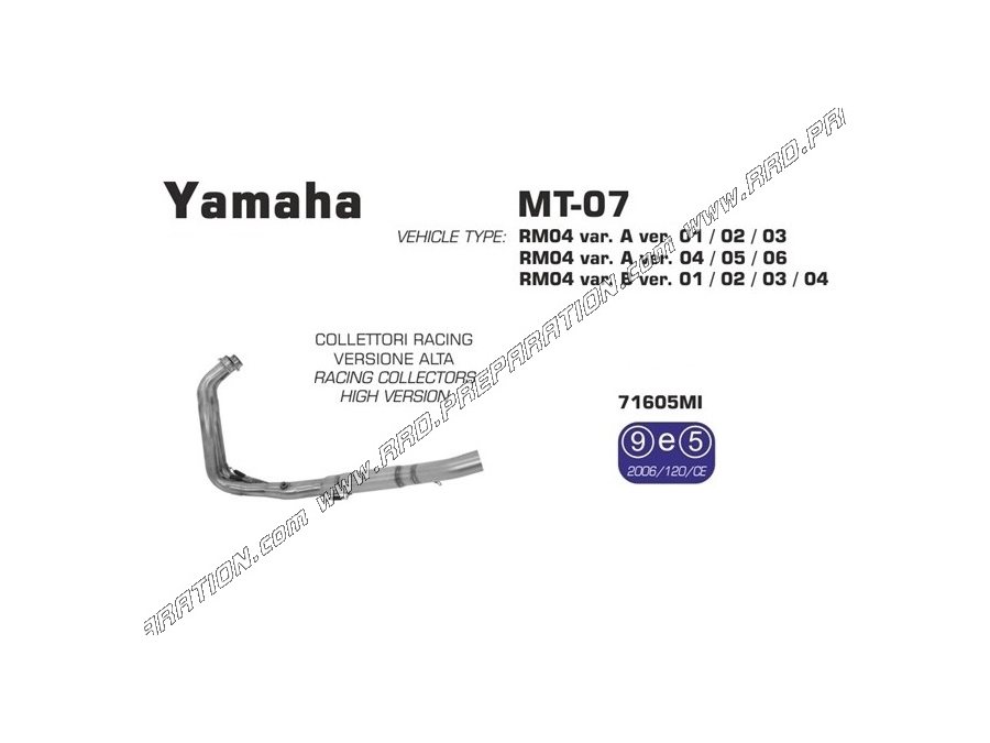 Ligne complète ARROW Thunder pour moto YAMAHA MT07 de 2014 à 2016