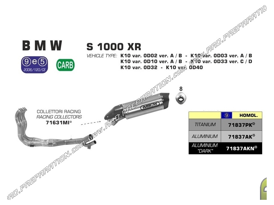 Silencieux ARROW RACE-TECH pour BMW S 1000 XR à partir de 2015