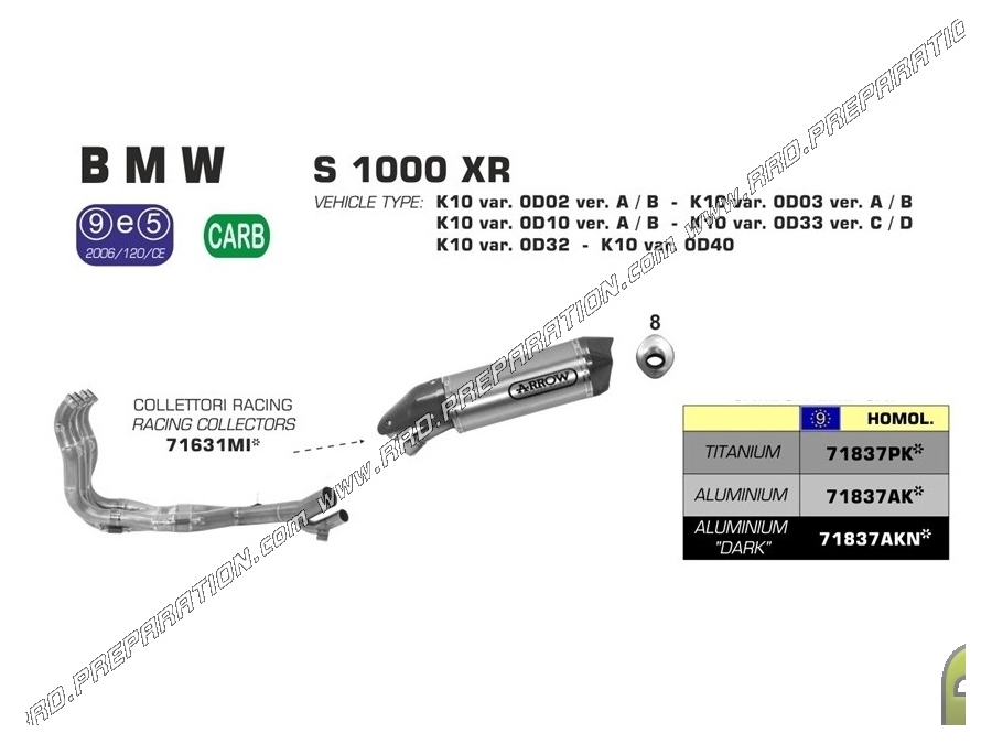 Silencioso ARROW RACE-TECH para BMW S 1000 XR a partir de 2015