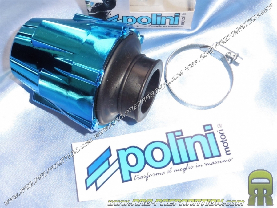 Air filter, horn foams POLINI NEW Mini anodized blue with cover right (carburizing Ø of fixing Ø32 / 37 and 46mm)