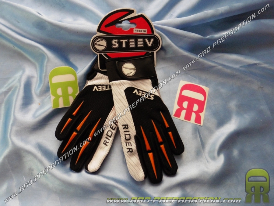 Par de guantes de verano STEEV RIDER Negro / Naranja tallas cortas a elegir