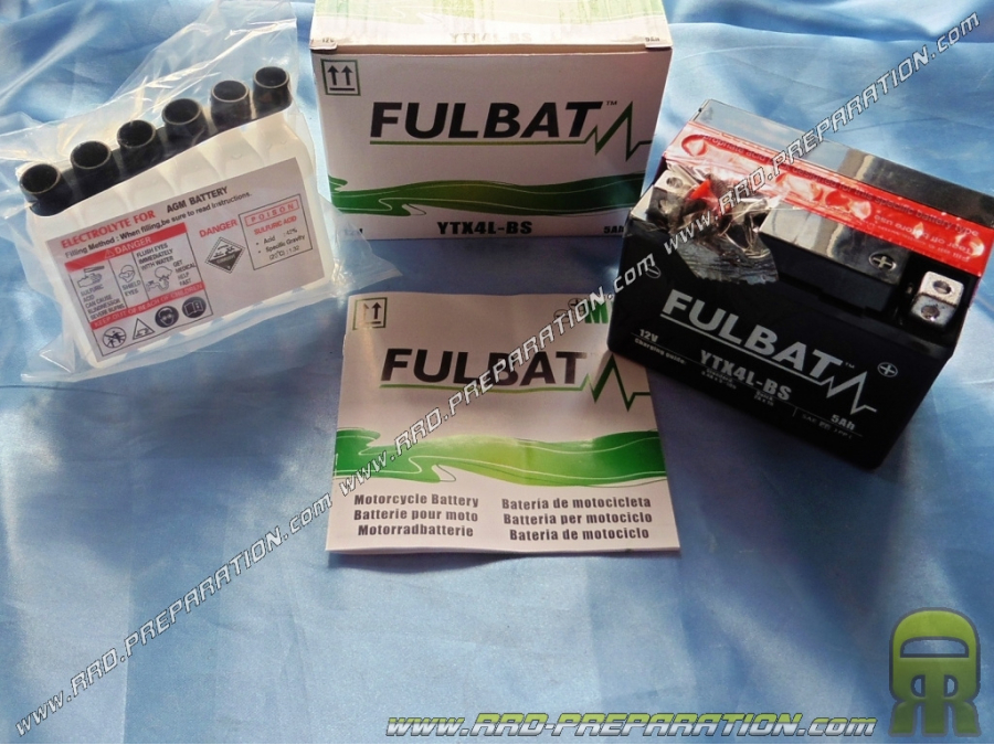 Batterie sans entretien FULBAT YTX4L-BS 12v 5A pour moto, mécaboite, scooters...