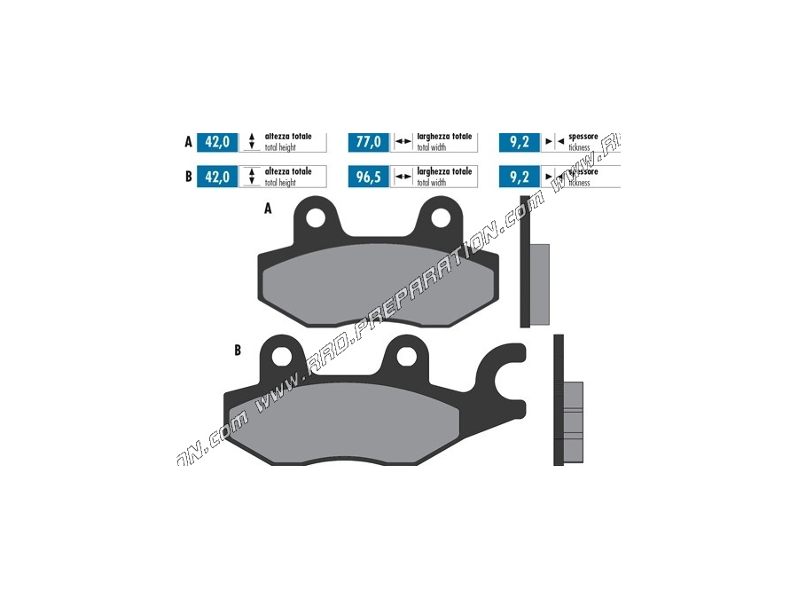 Pastillas de freno delanteras/traseras POLINI para scooter KYMCO AGILITY, DINK, LIKE, SUPER 9, TOP BOY... 50, 125, 150, 250...