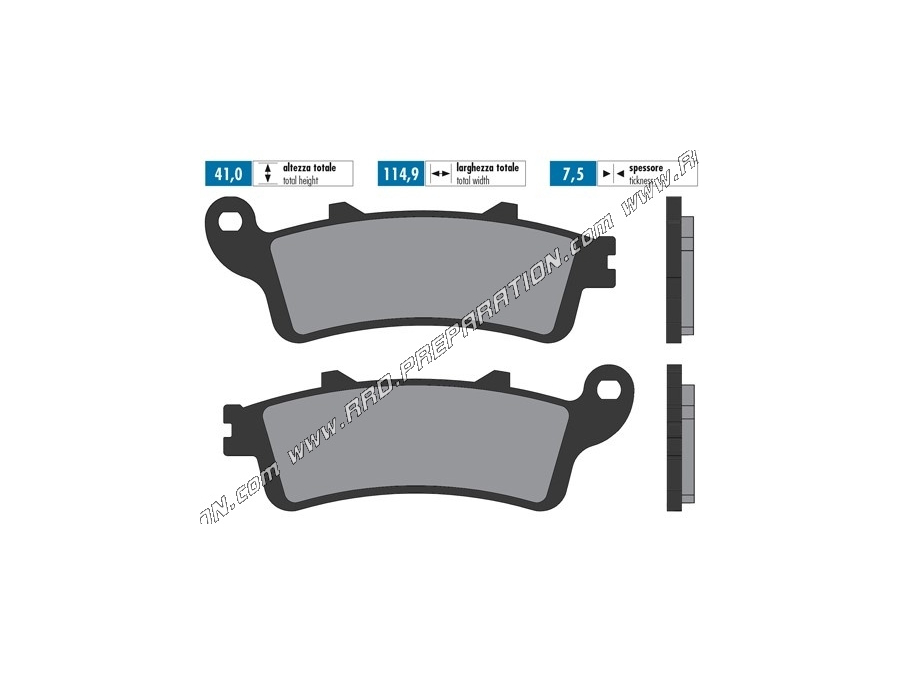 Pastillas de freno sinterizadas POLINI delanteras / traseras para scooter HONDA FORESIGHT, FORZA, JAZZ, REFLEX, PANTHEON 250, 12