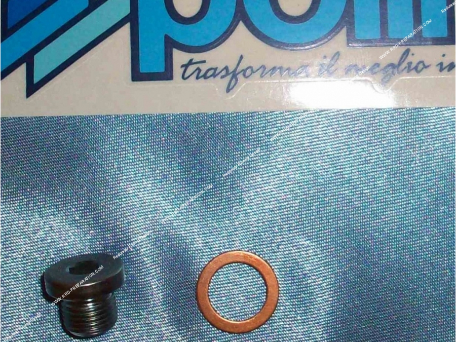 Tapa de culata + juntas de cobre (purga) para kit POLINI en scooter Minarelli, rosca 1/8"