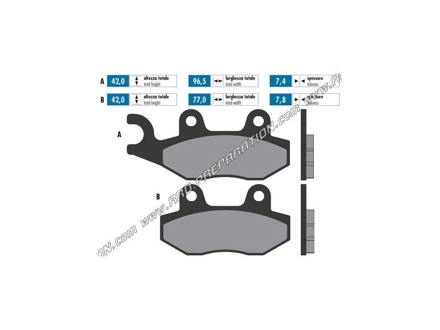 Polini brake pads front / rear Scooter BENELLI Caffè Nero, PEUGEOT GEOPOLIS, SATELIS, SUZUKI BURGMAN ...