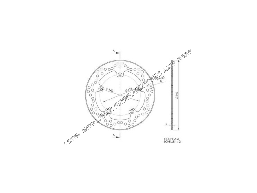 Disque frein avant et arrière NG Ø240mm pour GILERA DNA, NEXUS, PIAGGIO LIBERTY, MP3, X8, X9, APRILIA SR... 125 à 500cc